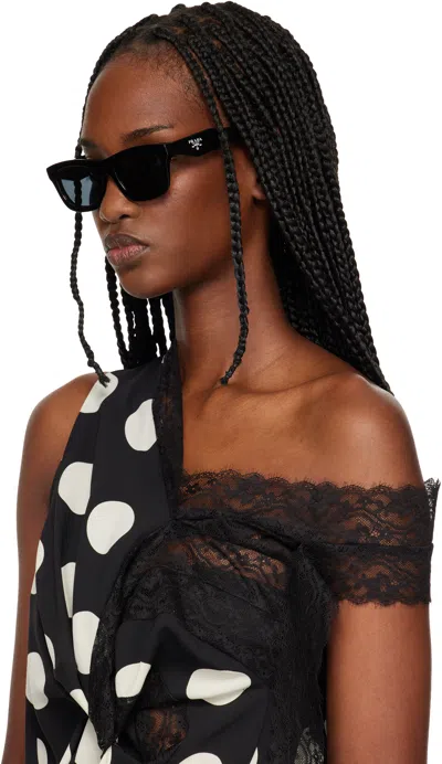 Prada Black Rectangle Sunglasses In Black