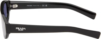 Prada Black Rectangular Sunglasses In Black