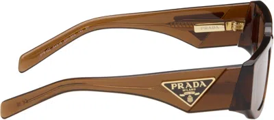 Prada Brown Rectangle Sunglasses In Brown