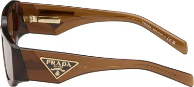 Prada Brown Rectangle Sunglasses In Brown