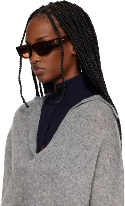 Prada Brown Rectangle Sunglasses In Brown
