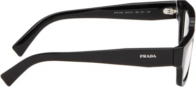Prada Black Rectangular Glasses In Orange