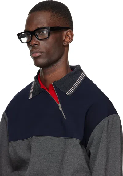 Prada Black Rectangular Glasses In Orange