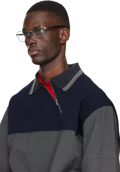 Prada Silver & Black Square Glasses In Silver