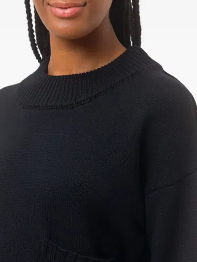 Alpha Studio Rundhals-pullover Mit Vordertasche In Black