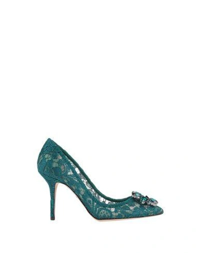Dolce & Gabbana Woman Pumps Green Size 6 Viscose, Cotton, Polyamide, Silk In Green