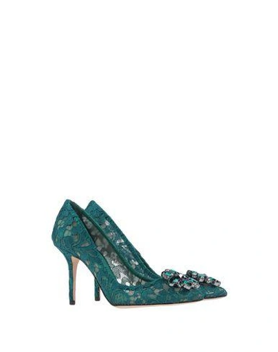 Dolce & Gabbana Woman Pumps Green Size 6 Viscose, Cotton, Polyamide, Silk In Green