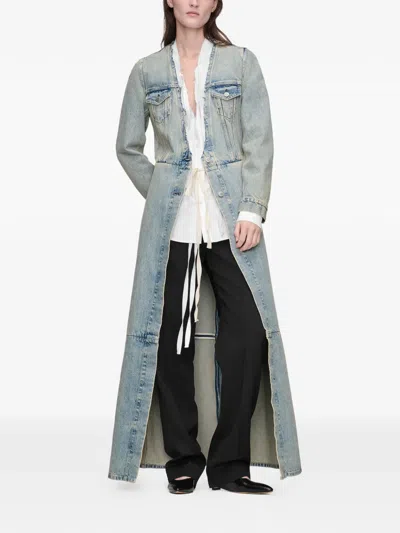 Maison Margiela Patchwork Tie-detail Coat In Blue