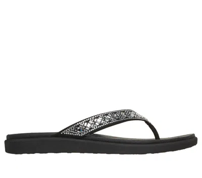Skechers Meditation Luxe Sunny Glow Flip Flop In Black