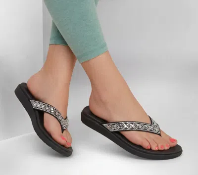 Skechers Meditation Luxe Sunny Glow Flip Flop In Black