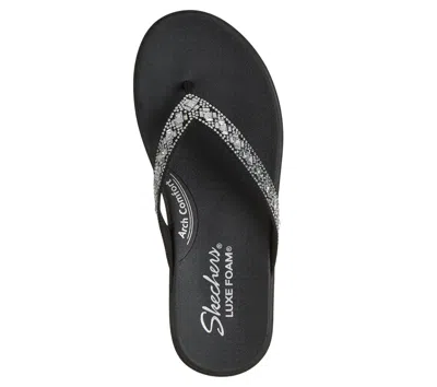 Skechers Meditation Luxe Sunny Glow Flip Flop In Black