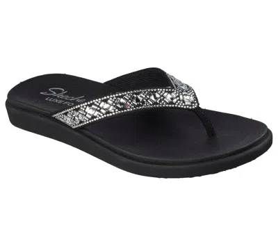 Skechers Meditation Luxe Sunny Glow Flip Flop In Black