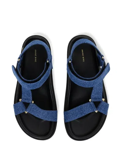 Anine Bing Jess Hardware Ankle-strap Sandals In Blue