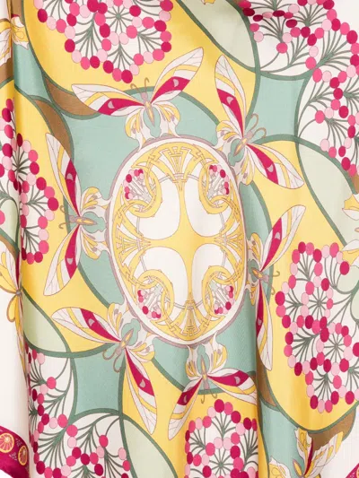 La Doublej Graphic-print Silk Shawl In Pink