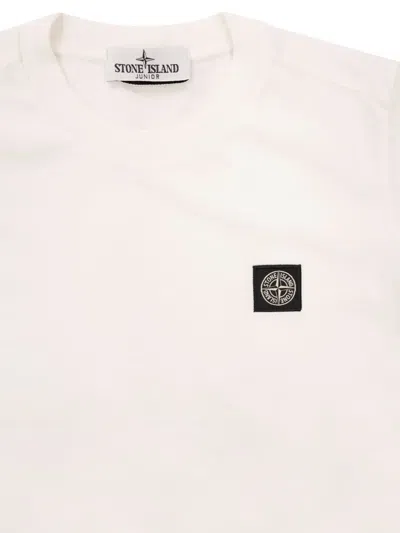 Stone Island Ribbed Compass-patch T-shirt In White