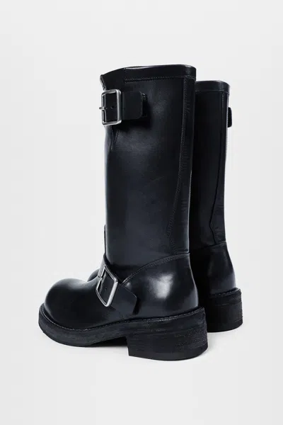 Ann Demeulemeester Sarith Engineer Buckle-detail Leather Biker Boots In Black