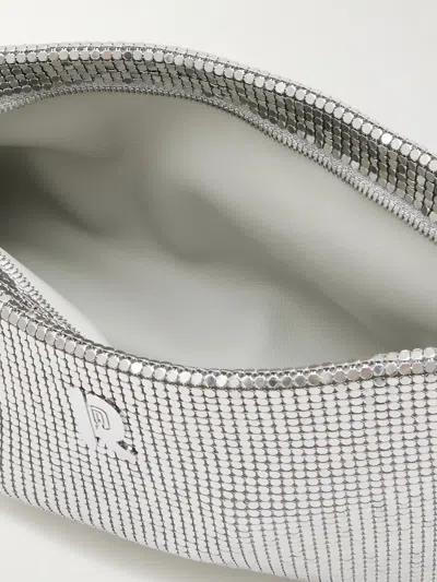 Rabanne Mesh Logo Clutch Bag In Silver