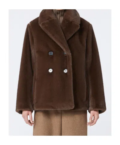 Max Mara Double-breasted Jacket With A Fluffy Texture In Metallic