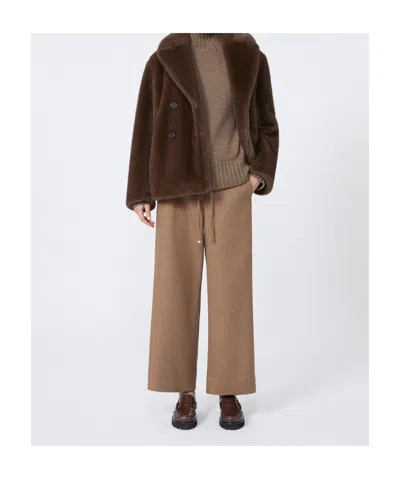 Max Mara Double-breasted Jacket With A Fluffy Texture In Metallic