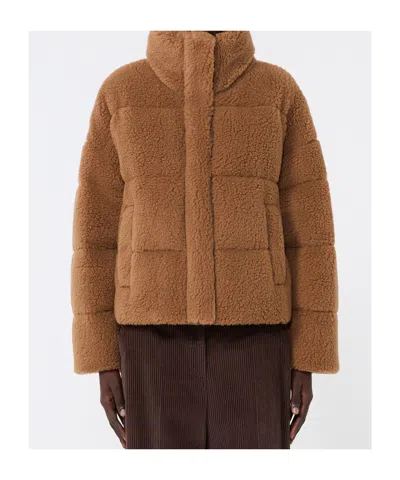 Weekend Max Mara Weekend Maxmara Cropped Wool Down Jacket Camel In Brown