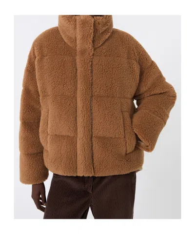 Weekend Max Mara Weekend Maxmara Cropped Wool Down Jacket Camel In Brown