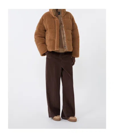 Weekend Max Mara Weekend Maxmara Cropped Wool Down Jacket Camel In Brown