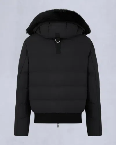 Moose Knuckles Cloud Shearing Bomber Jacket In Black