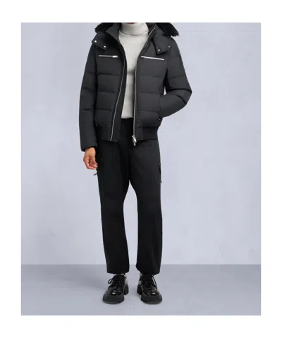 Moose Knuckles Cloud Shearing Bomber Jacket In Black