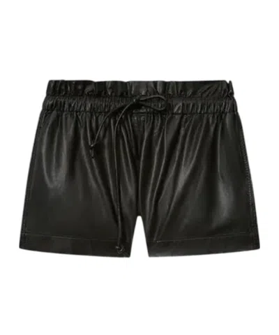 Isabel Marant Etoile Women 'naline' Black Shorts With Drawstring Elastic Waist In Ecoleather Woman