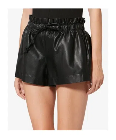 Isabel Marant Etoile Women 'naline' Black Shorts With Drawstring Elastic Waist In Ecoleather Woman