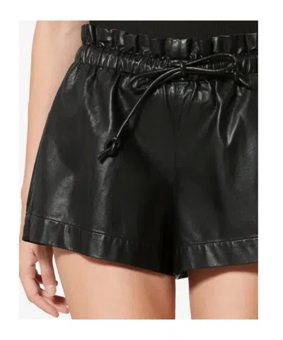 Isabel Marant Etoile Women 'naline' Black Shorts With Drawstring Elastic Waist In Ecoleather Woman