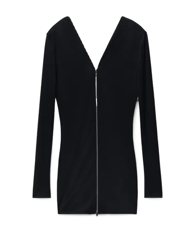 Alexander Wang Black Continuous Zipper V-neck Mini Dress