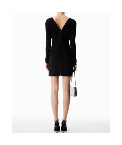 Alexander Wang Black Continuous Zipper V-neck Mini Dress