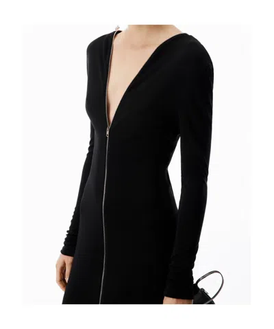 Alexander Wang Black Continuous Zipper V-neck Mini Dress