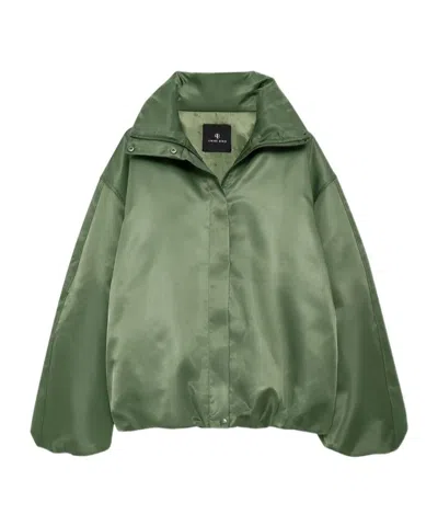 Anine Bing Cyrus Shell Bomber Jacket In Green