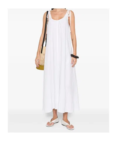 Anine Bing Flora Gathered Lyocell And Linen-blend Maxi Dress In White