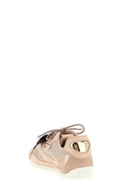 Pinko Yulia Leather And Mesh Sneakers With Two-tone Laces In Pink