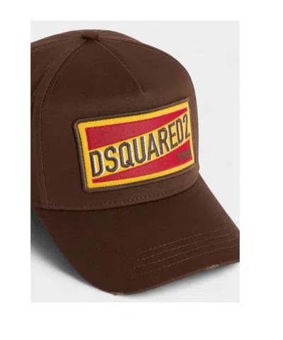 Dsquared2 Logo Patch Baseball Cap In Brown