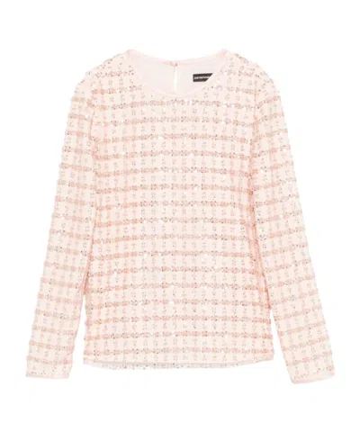 Emporio Armani Tulle Top With Sequin And Bead Embroidery In Pink