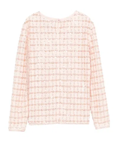 Emporio Armani Tulle Top With Sequin And Bead Embroidery In Pink