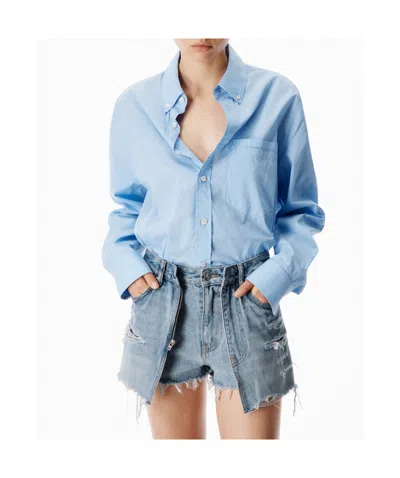 Alexander Wang Alexanderwang Mixed Media Romper Skort In Blue