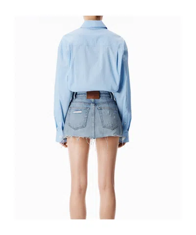 Alexander Wang Alexanderwang Mixed Media Romper Skort In Blue
