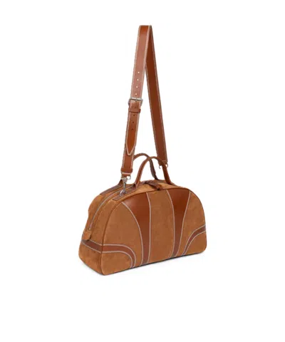 Dries Van Noten Leather-trimmed Suede Duffel Bag In Brown