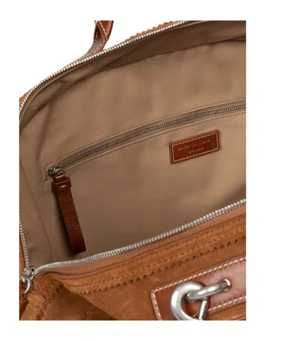 Dries Van Noten Leather-trimmed Suede Duffel Bag In Brown