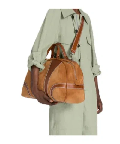 Dries Van Noten Leather-trimmed Suede Duffel Bag In Brown