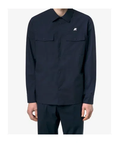 K-way Blue Umbert Stretch Buttoned Overshirt In Blue