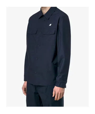 K-way Blue Umbert Stretch Buttoned Overshirt In Blue