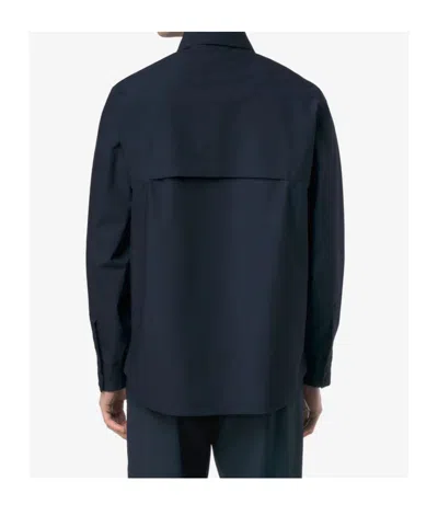 K-way Blue Umbert Stretch Buttoned Overshirt In Blue