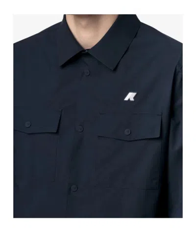 K-way Blue Umbert Stretch Buttoned Overshirt In Blue