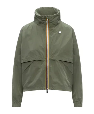 K-way Aubette Memory Touch Zip Jacket In Green